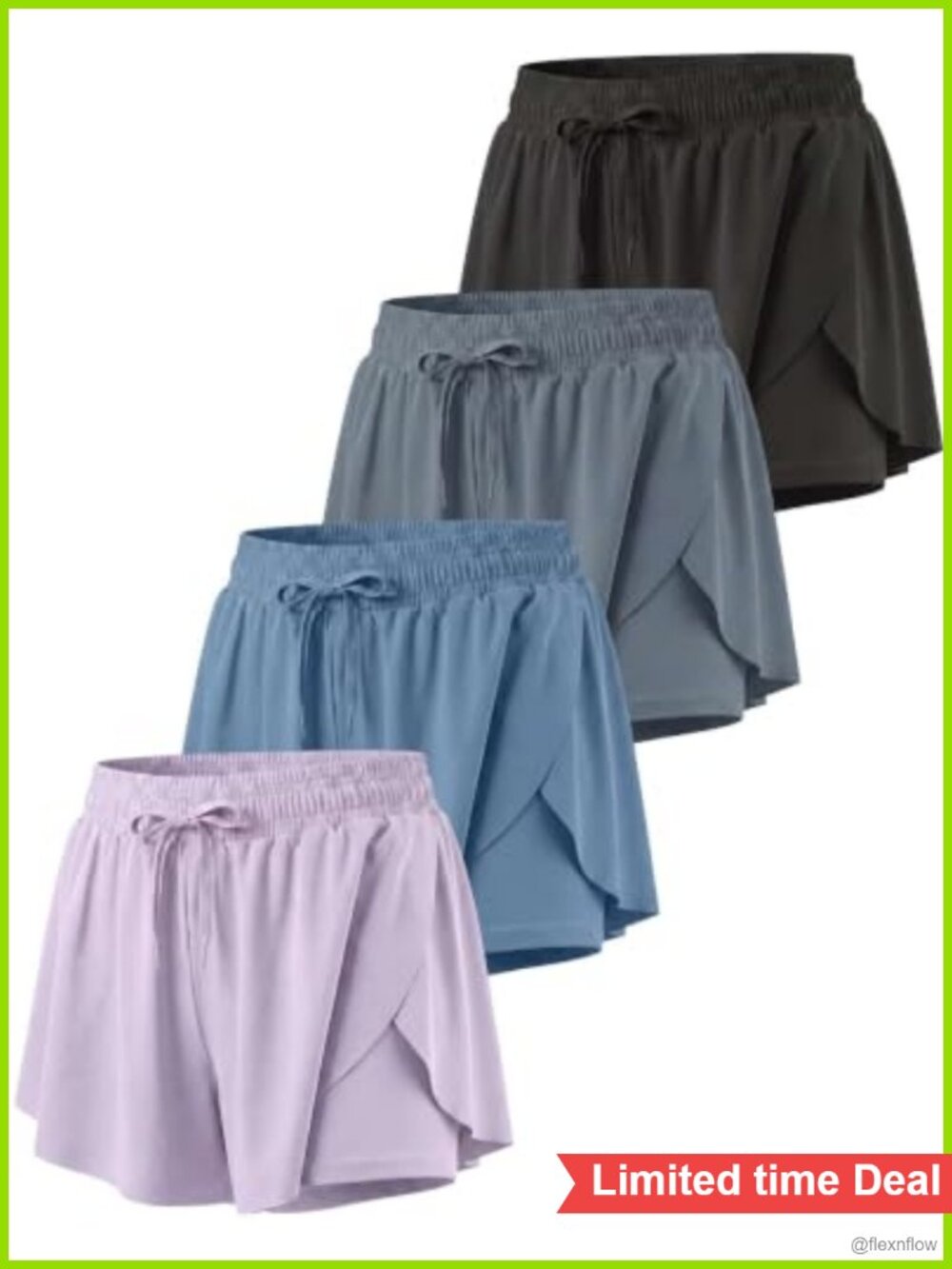4 Pack Women's Flowy Shorts with Liner Athletic Quick Dry Workout